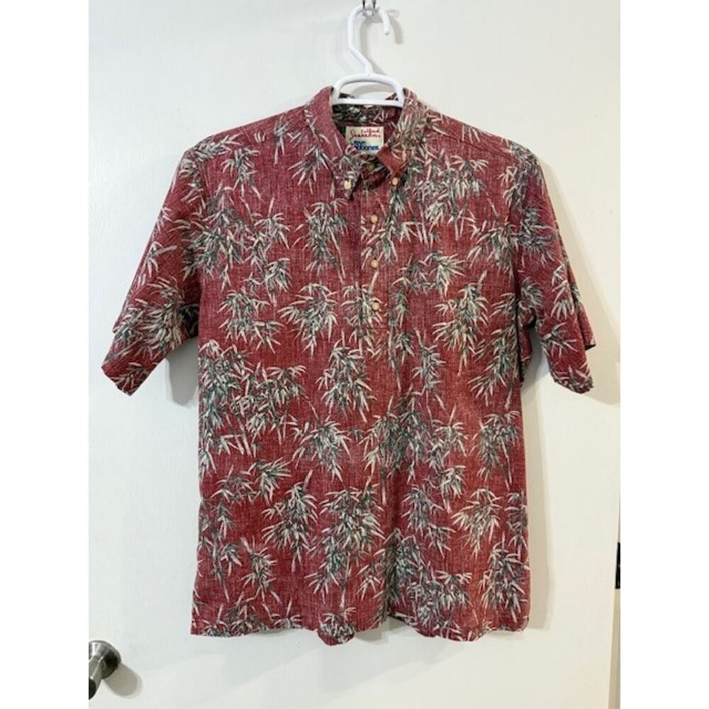 Reyn Spooner Alfred Shakeen Reverse Bamboo Print Hawaiian Shirt - Size Large
